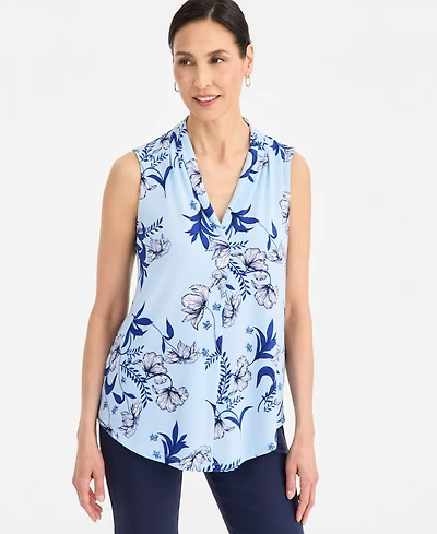 Jm Collection Plus Indina Floral Sleeveless V-Neck Top, Macy's Exclusive