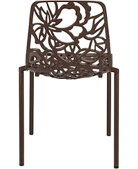 LeisureMod Devon Patio Dining Chair Set of 2 Aluminum Stackable Design Side Chair, Weather Resistant Metal Uv Protected