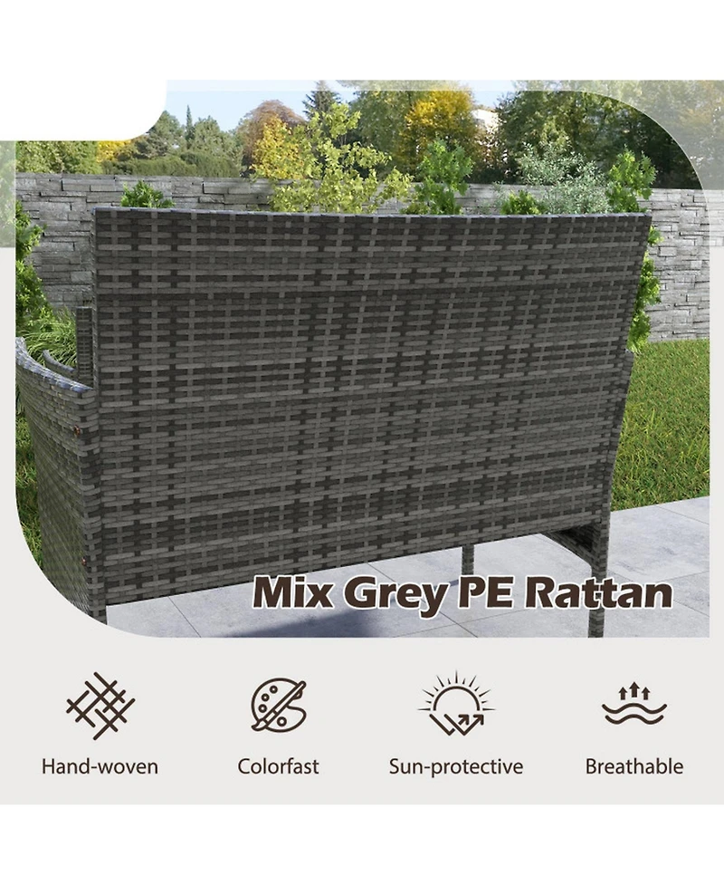 Sugift 4-Piece Outdoor Wicker Conversation Set with Tempered Glass Table