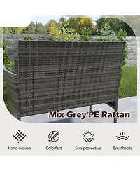 Sugift 4-Piece Outdoor Wicker Conversation Set with Tempered Glass Table