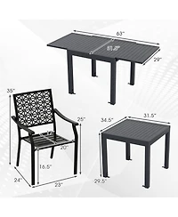 Gymax 7PCS Expandable Outdoor Dining Set w/Slatted Tabletop and Seats for Deck Garden