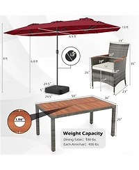 Sugift 8-Piece Patio Dining Set with Double-Sided Market Umbrella