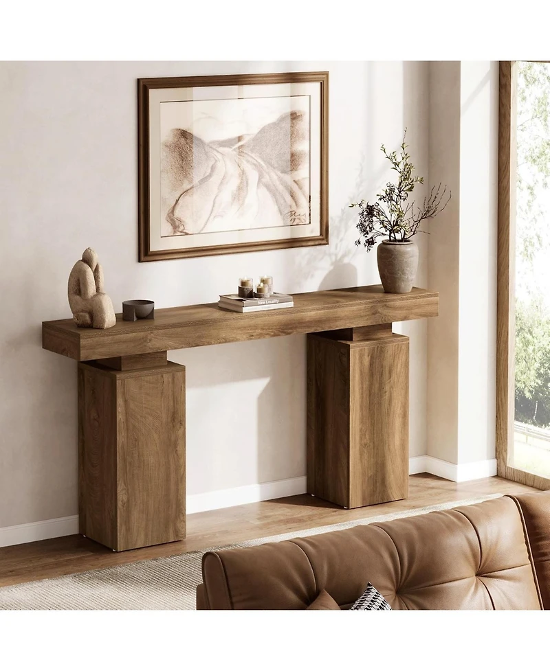 Tribesigns 63-Inch Long Console Table, Farmhouse Entryway Table Behind Couch, Accent Furniture for Living Room, Entrance