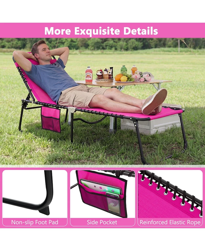 Gymax Folding Chaise Lounge Chair w/Comfortable Headrest Easy Folding Design for Lawn