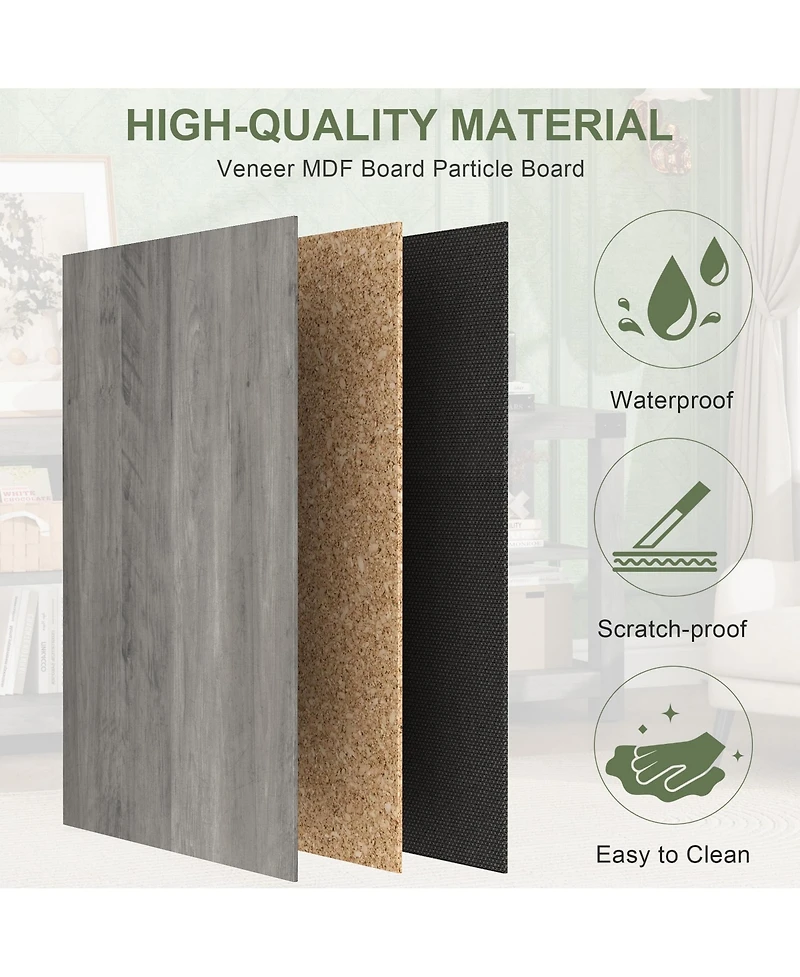 Farmhouse Tv Stand with X-Shaped Metal Frame, Adjustable Shelves and Storage Cabinets