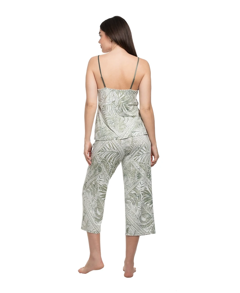 Linea Donatella Women's V-Neck Cami Top and Cropped Pants, 2-Piece Set