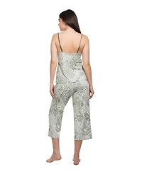 Linea Donatella Women's V-Neck Cami Top and Cropped Pants, 2-Piece Set