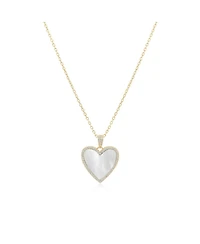 The Lovery Large Mother of Pearl Cz Halo Heart Necklace 14K Gold-Plated Sterling Silver