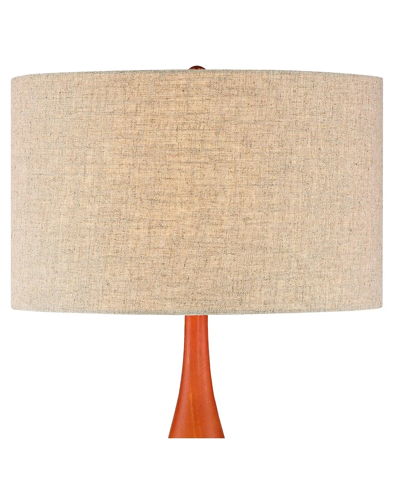 360 Lighting Rocco Modern Mid Century Table Lamps Tall Set of 2 White Ceramic Tan Fabric Drum Shade for Bedroom Living Room Bedside Nightstand