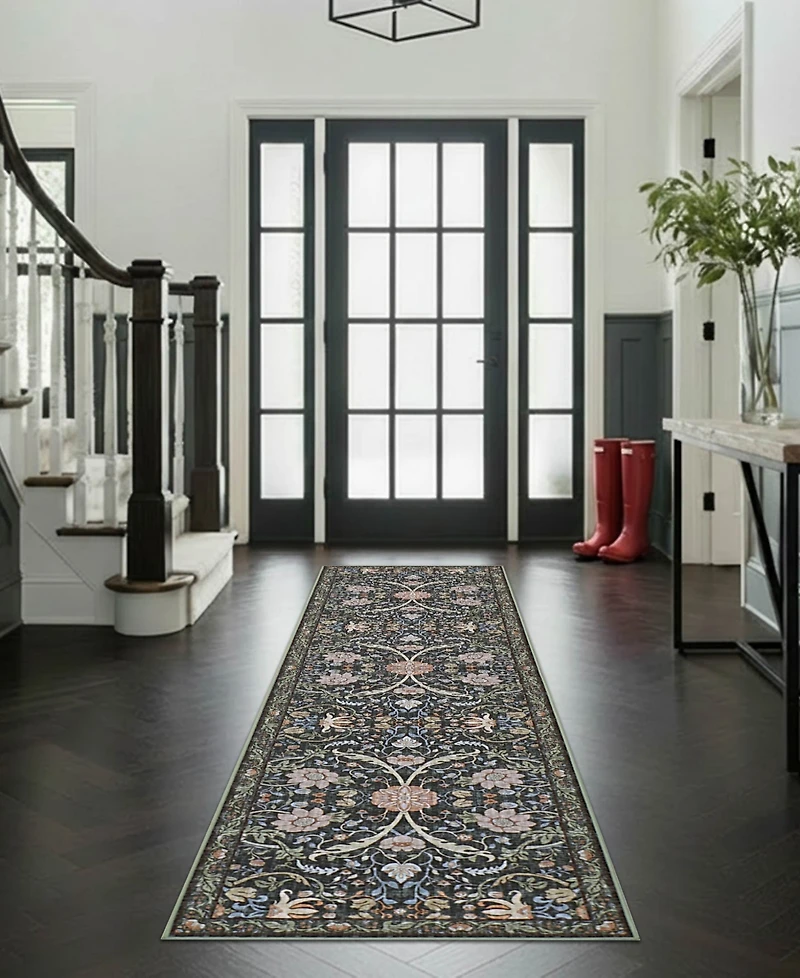 Hunter Abrabella Washable Non-Slip Printed Chenille Runner Rug