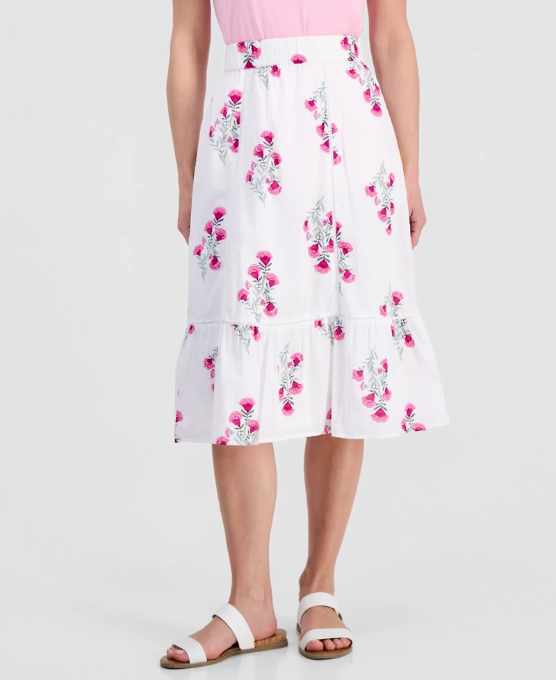 Style & Co Petite Cotton Floral-Embroidered Midi Skirt, Macy's Exclusive