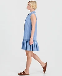 Style & Co Petite Cotton Chambray Sleeveless Shirtdress, Macy's Exclusive