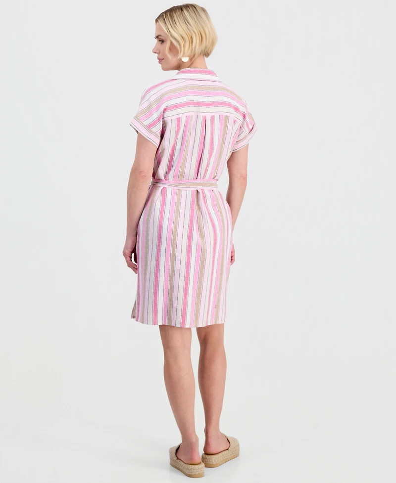 Style & Co Petite Printed Button-Front Tie-Waist Shirt Dress, Macy's Exclusive
