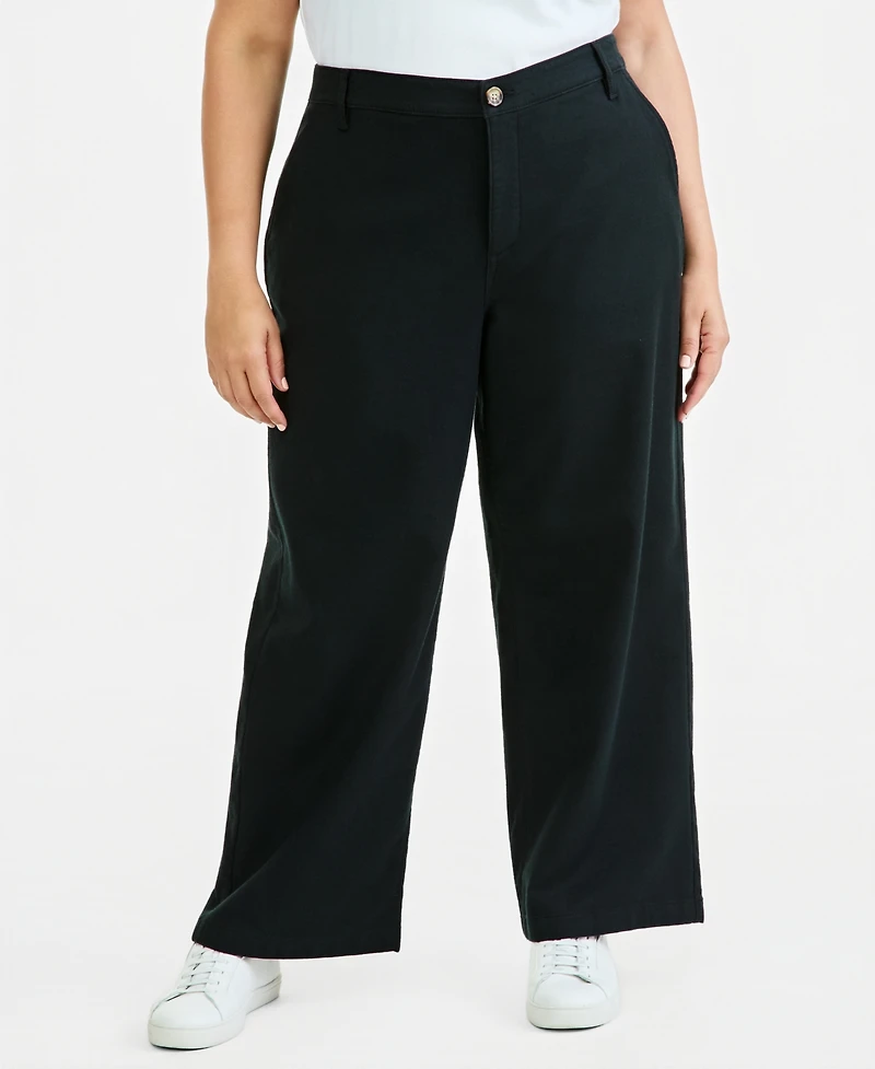 Style & Co Plus High-Rise Dobby Wide-Leg Pants, Macy's Exclusive