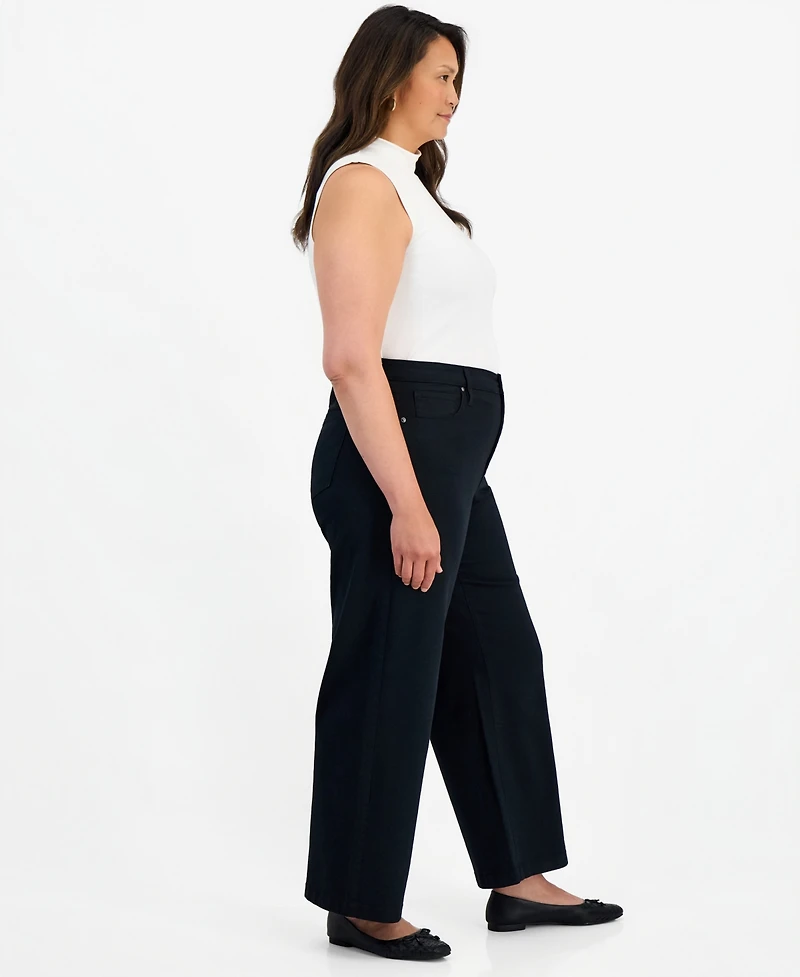 Style & Co Plus High-Rise Wide-Leg 5-Pocket Twill Pants, Macy's Exclusive