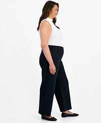 Style & Co Plus High-Rise Wide-Leg 5-Pocket Twill Pants, Macy's Exclusive