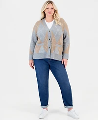 Style & Co Plus Argyle Cardigan, Macy's Exclusive