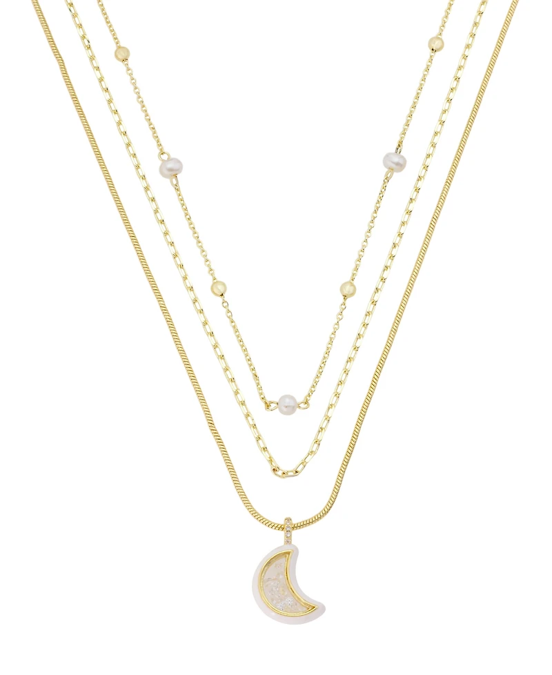 Unwritten Cubic Zirconia Moon Shaker Pendant Trio Necklace Set