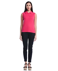 Rafaella Petite Ruffle Trim Sleeveless Polo Shirt