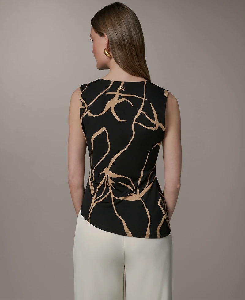 Donna Karan New York Women's Crewneck Asymmetrical Hem Top