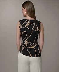 Donna Karan New York Women's Crewneck Asymmetrical Hem Top