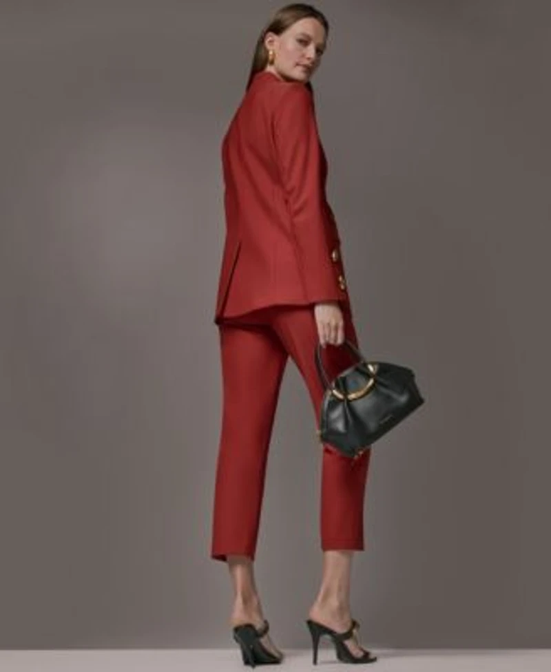 Donna Karan New York Womens Collarless Blazer Mid Rise Slim Pants