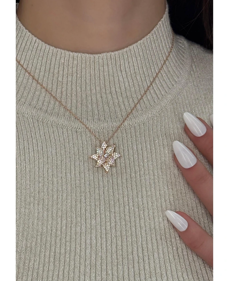 Suzy Levian New York Suzy Levian Yellow Sterling Silver White Cubic Zirconia Large Pave Flower Pendant