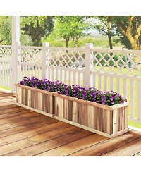 Sugift Acacia Wood Raised Garden Bed Rectangular Planter with Drainage