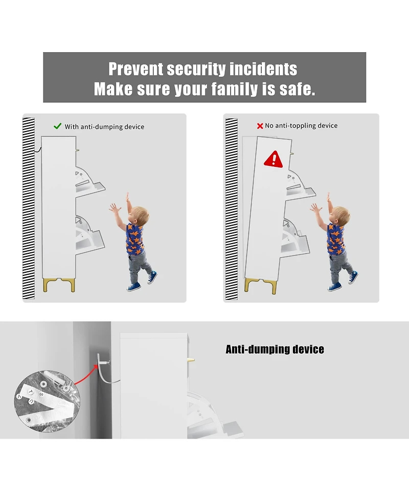 Rainsken Shoe Cabinet, Freestanding Organizer with 2 Flip Drawers, Hidden Storage Rack for Doorway, Hallway and Closet