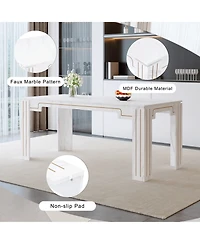 Rainsken 71 x 31.5 inch Mdf Spliced Tabletop Dining Table, Multi-Functional Table Suitable for 6-8 people, for Dining Rooms, Living Rooms