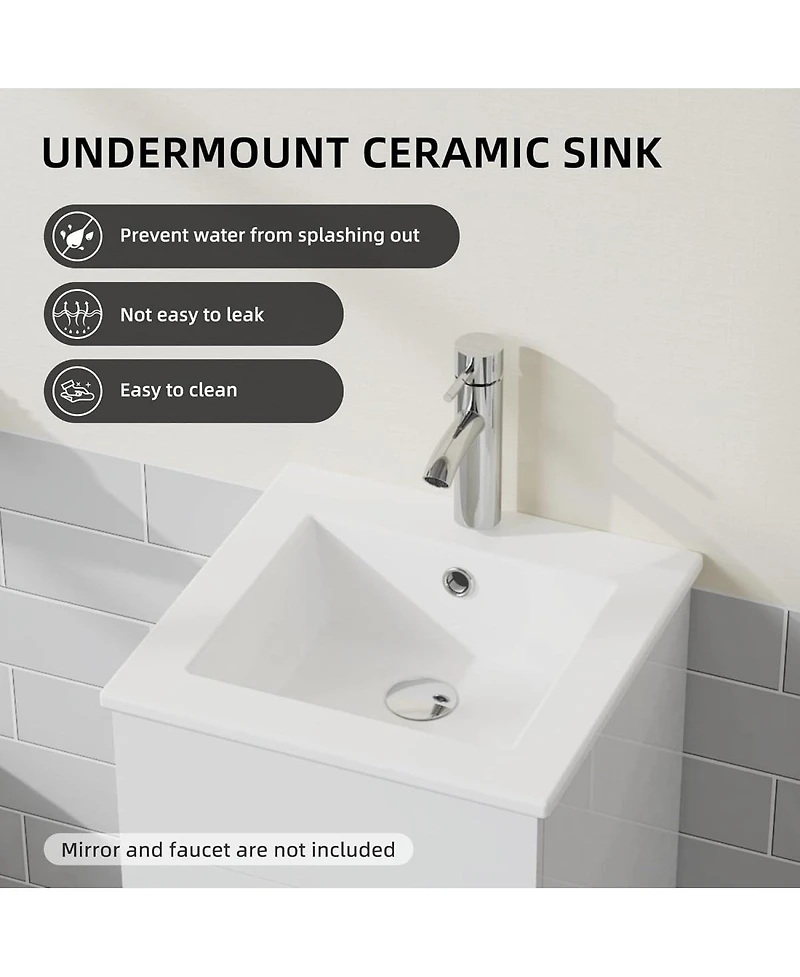 Sillysis White Freestanding Bathroom Vanity with Sink, Soft Close 2-Door Storage Cabinet for Small Modern Bathroom