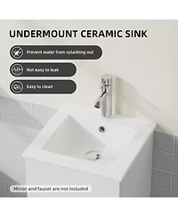 Sillysis White Freestanding Bathroom Vanity with Sink, Soft Close 2-Door Storage Cabinet for Small Modern Bathroom