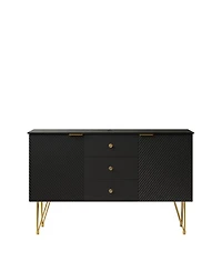 Sillysis Freestanding Black Bathroom Vanity Cabinet, Sintered Stone Top, 3 Drawers and 2 Doors Storage for Modern Bathroom