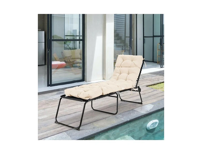Slickblue Outdoor Lounge Chaise Cushion with String Ties for Garden Poolside