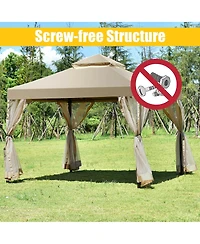 Slickblue Outdoor 2-Tier 10 Feet x 10 Feet Screw-free Structure Shelter Gazebo Canopy