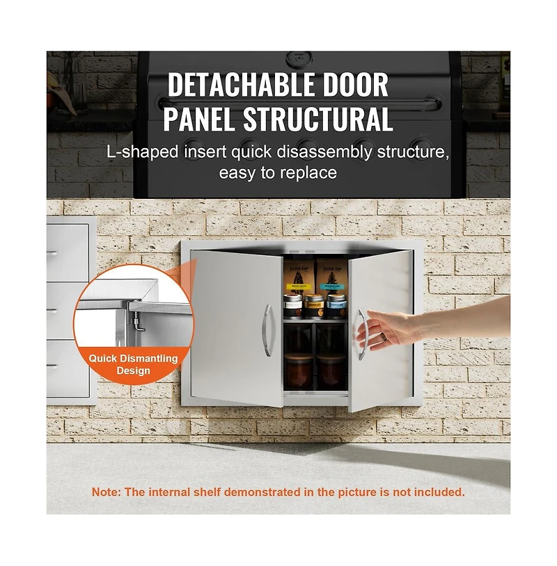 Sugift Bbq Access Door 30W x 21H in Double Outdoor Kitchen Stainless Steel