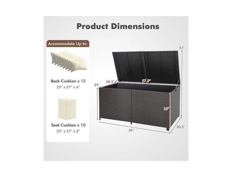 Slickblue 175 Gallon Outdoor Storage Box with Universal Wheels and Zippered Liner