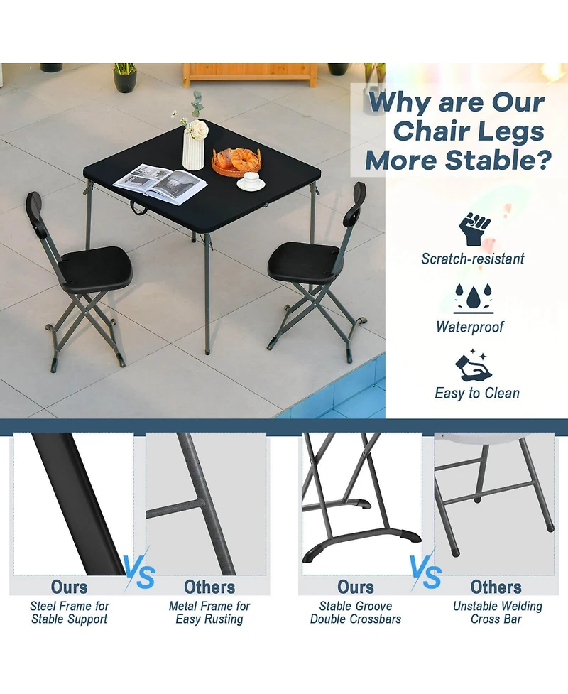 Slickblue 2 Pieces Outdoor Folding Chair Set with Sturdy Frame and Ergonomic Backrest