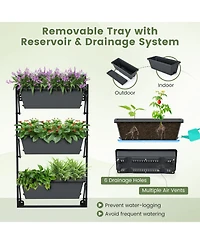 Slickblue Hanging Vertical Planter Wall-mounted Adjustable with Detachable Hooks-Black