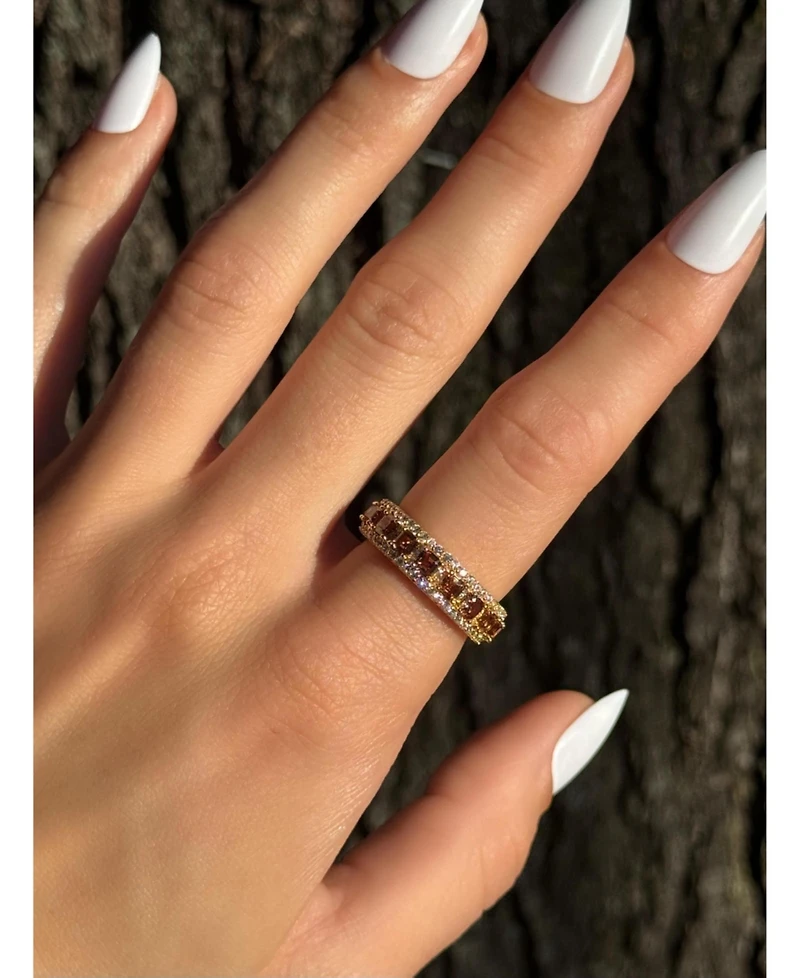 Suzy Levian Sterling Silver Cubic Zirconia Modern Eternity Band Ring