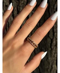 Suzy Levian Sterling Silver Cubic Zirconia Modern Eternity Band Ring