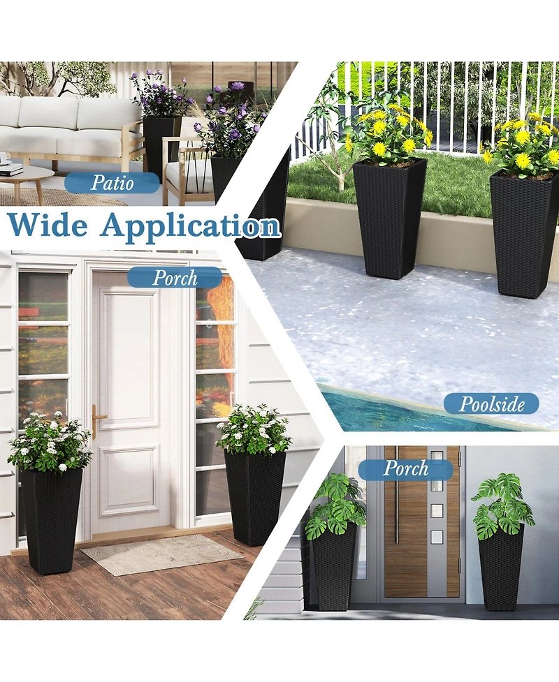 Sugift Set of 2 Tall Flower Pot with Open-ended Base