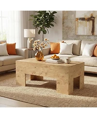 Tribesigns Wood Coffee Table, 47.24" Modern Center Table with Burl Wood Veneer, Low Rectangle Tea Table