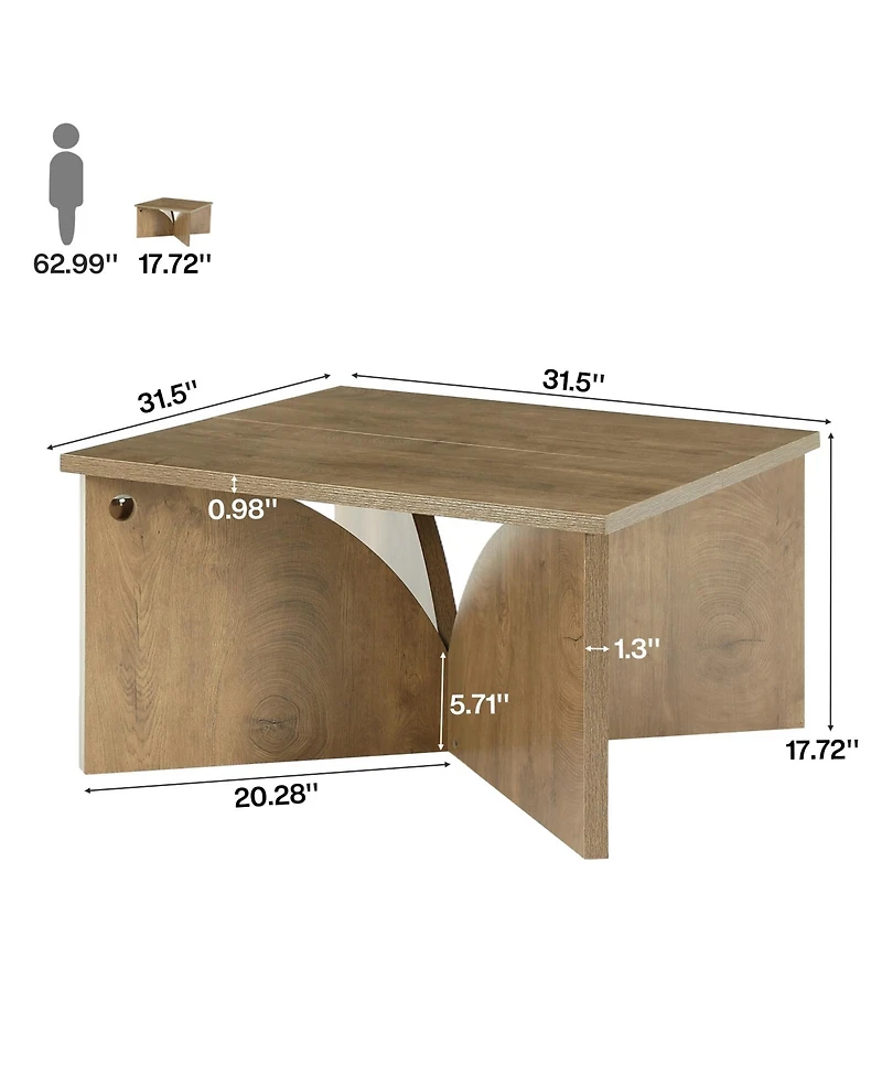 Tribesigns Square Coffee Table for Living Room, 31.5-Inch Farmhouse Accent Center Cocktail Tea Table
