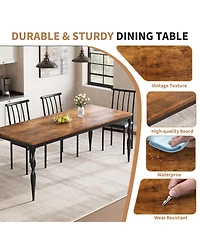 homfan Rectangular Dining Table for 4 to 8 with Curved Metal Legs