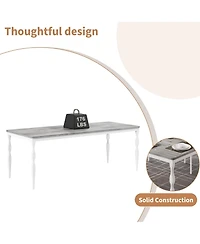 homfan Rectangular Dining Table for 4 to 8 with Curved Metal Legs