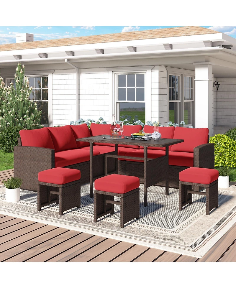 Aecojoy 7 Pieces Outdoor Wicker Rattan Furniture Set