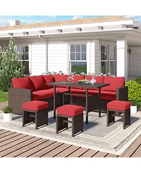 Aecojoy 7 Pieces Outdoor Wicker Rattan Furniture Set