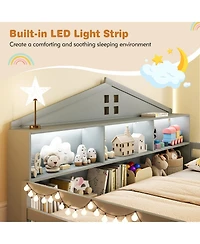 Slickblue Montessori Floor Bed with Storage Shelves and Compartments for Toddler Bedroom