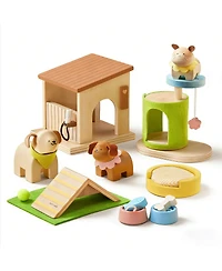 Tiny Land Wooden Dollhouse Accessories & Animal Dolls House Furniture Set
